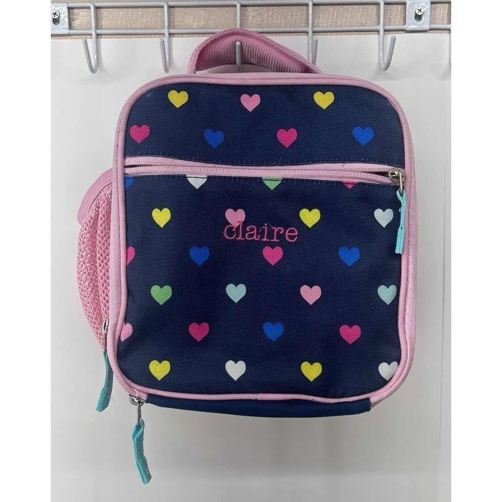 Pottery Barn Kids Heart Lunch Box "Claire" Embroidered on (AS IS)